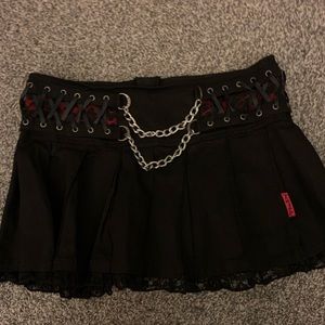 Tripp NYC goth chain mini skirt black red corset emo 2000s vintage